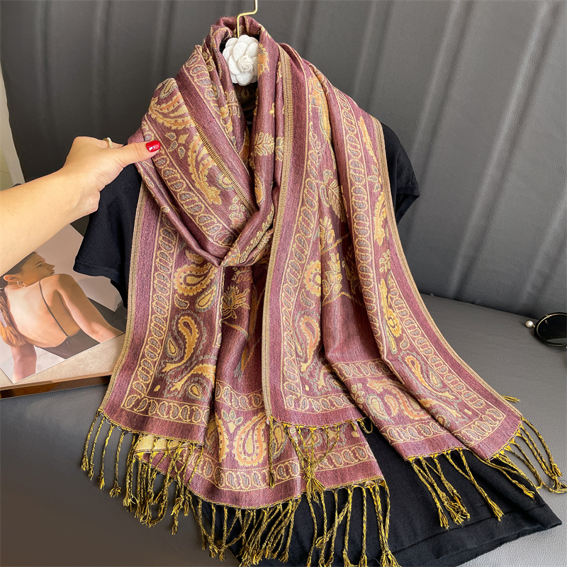 Tupsuhuopa paksu pashmina talvi lämmin huivi kääri kashmirhuivi naisten kaulaliina poncho stoles: Fluoresoiva keltainen