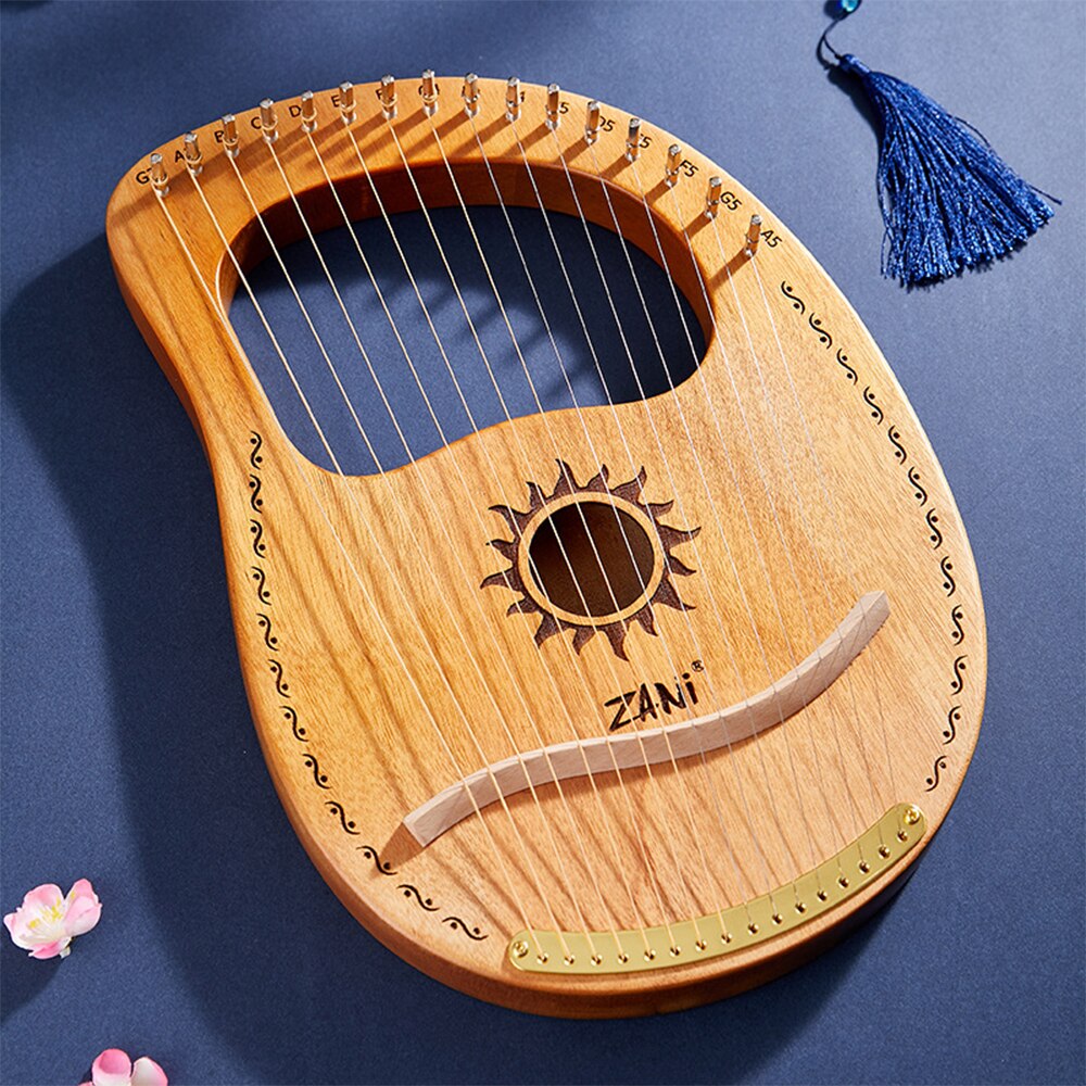16 String Sun God Mahogany Lyre Harp With Tuning Wrench Portable Musical Instruments Profesional