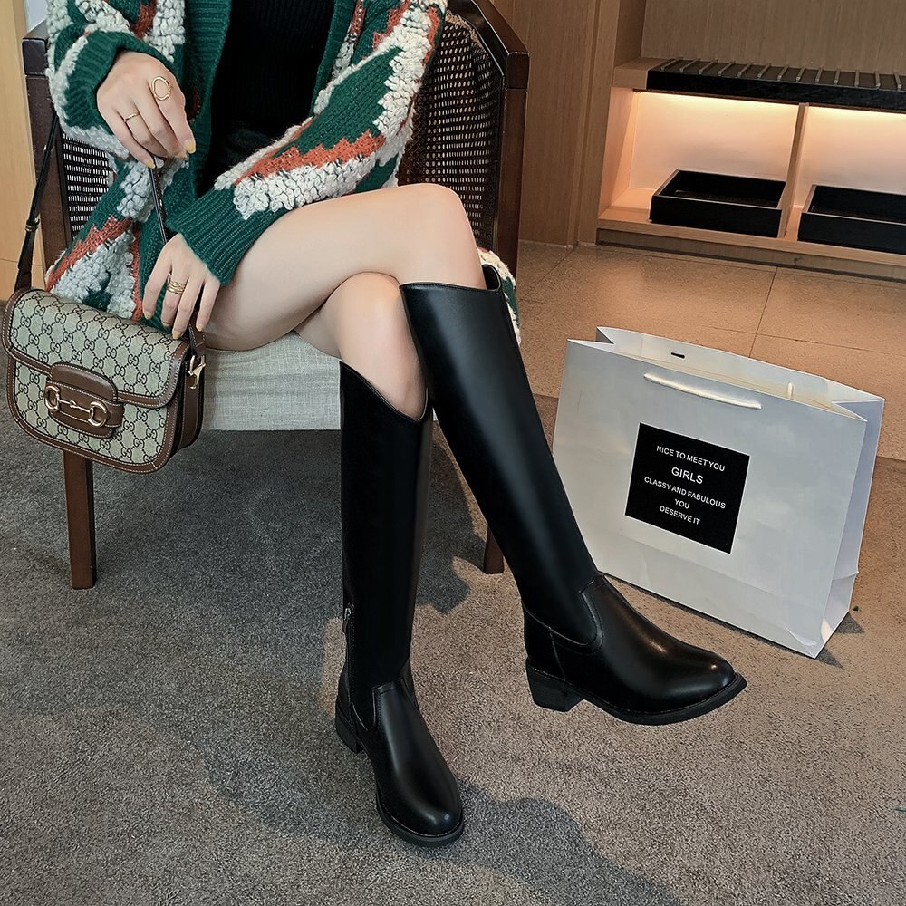 Thick Leg Boots Fat Mm Big Circumference Autumn And Winter Single Boots But Knee Boots Female Knight Boots
