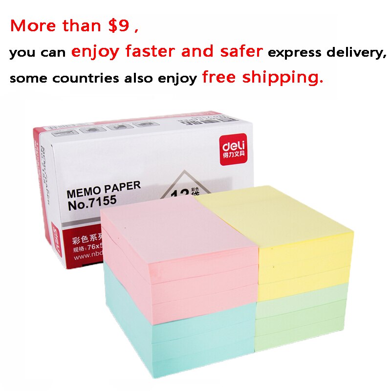 1 pad lot Memo Pad Paste paper 51*76 mm 100 page sticky note Sticker Post-it Labels Stickers Note deli Office Supplies