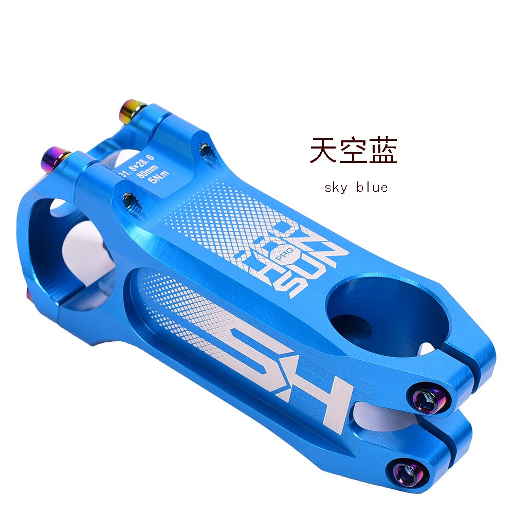 Hoge Sterkte Aluminiumlegering 6061 T6 Cnc Pvd Mtb Fiets Stuurpen 0 Graden 80 Mm Kleurrijke Diy Road Mountain fiets Stuurpen 31.8 Mm