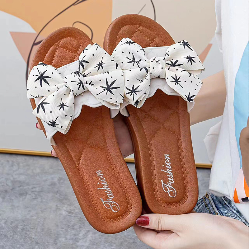 Dames 2024 Zomer Britse Stijl Zachte Onderkant Vlinder Dauw Teen Anti Slip Cool Slippers Voor Vrouwen Één Lijn Slepen Schoenen: Sky Blue / 36