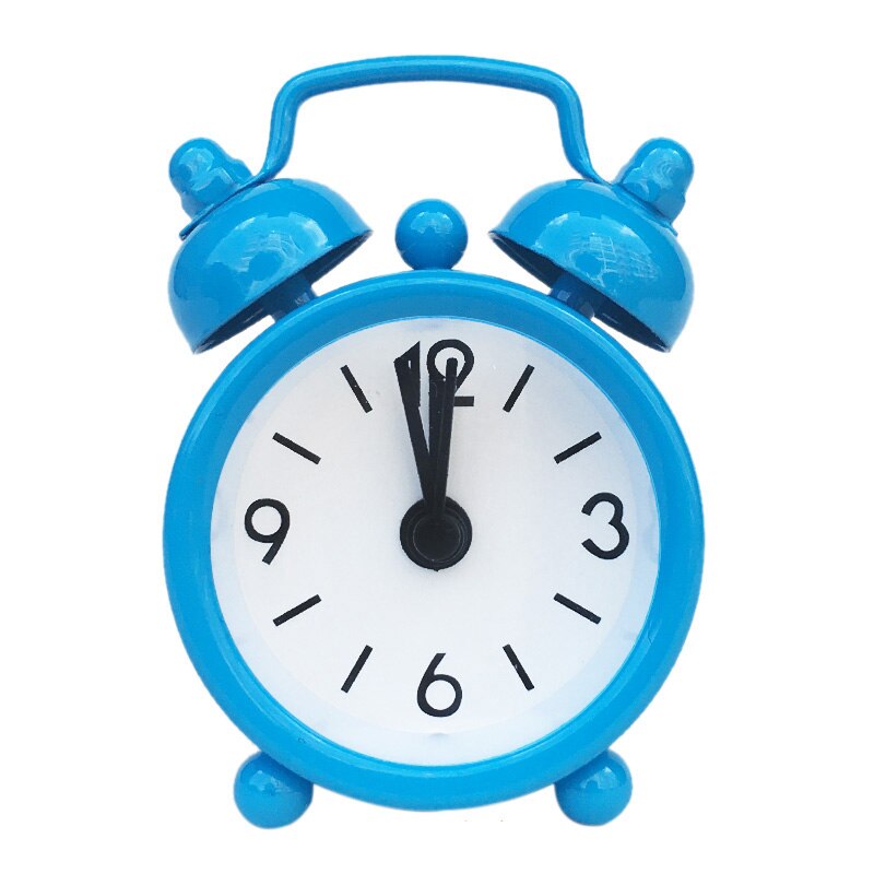 Mini Alarm Clock Electronic Round Number Double Bell Desk Table Digital Quartz Clock Home Decoration Retro Portable: Blue