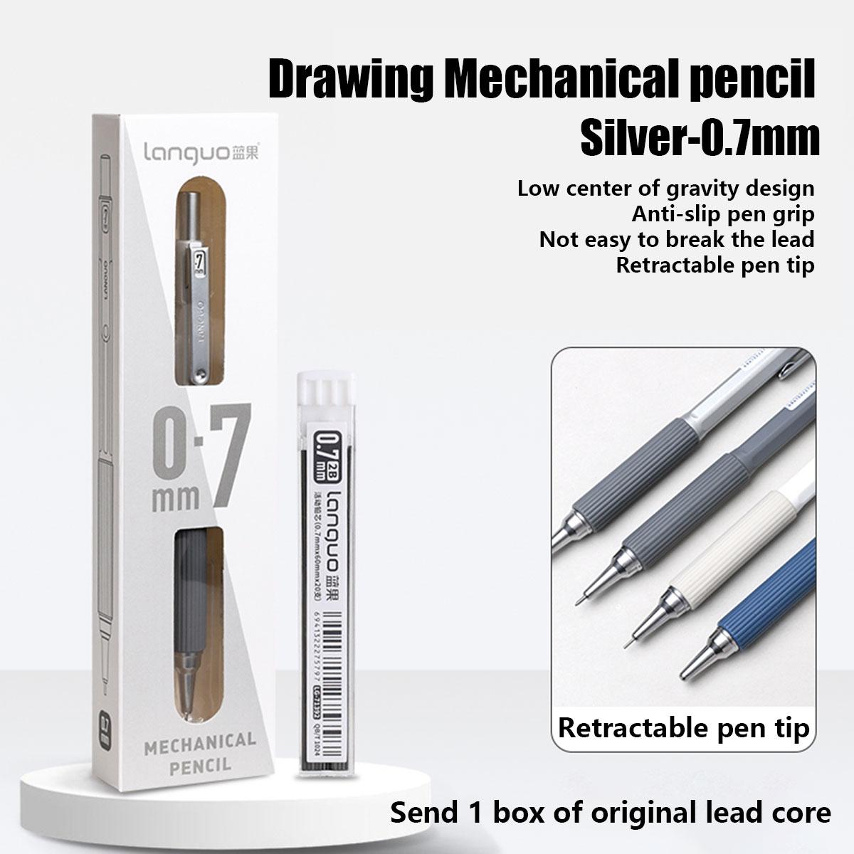 impostato di matite automatiche (1 penna + 1 mina), 0,3 mm/0,5 mm/0,7 mm, per disegnare, scrivere quotidiane, materiale scolastico, regali natalizi: marina militare Blu