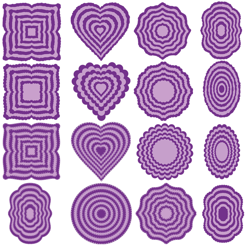 Nestet hjerte sirkel oval firkantet ramme sett metall skjærematriser til scrapbooking gjør-det-selv-album papirkort lage dekorasjon