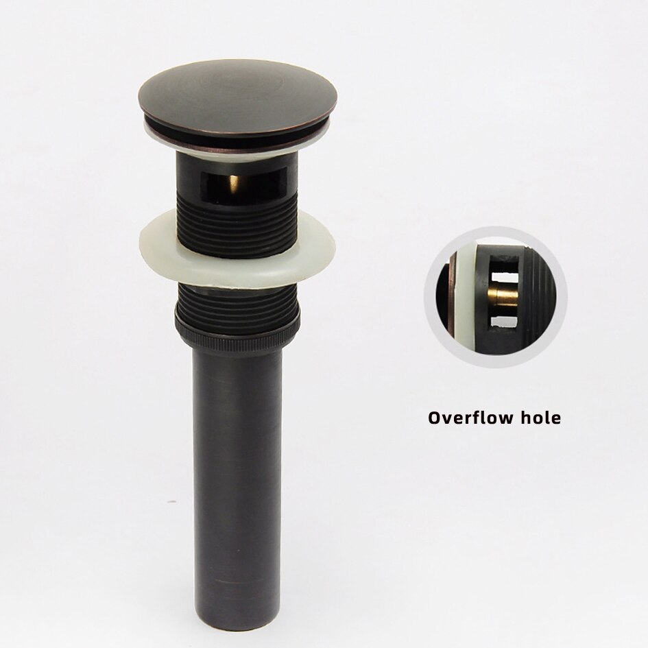 1pc Pop-up Waste Black Bronze Basin Sink Pop Up Drain Bathroom Vessel Sink Waste Drain with Overflow Faucet Water Drain