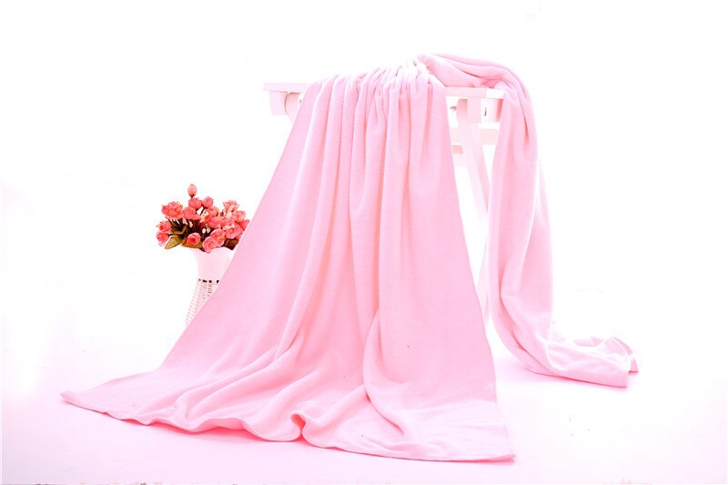 Toalla de baño de microfibra de 17 colores, toalla de playa 140*70cm 310g supersuave, lisa, para gimnasio, de secado rápido, para baño de adultos.: Rosa claro