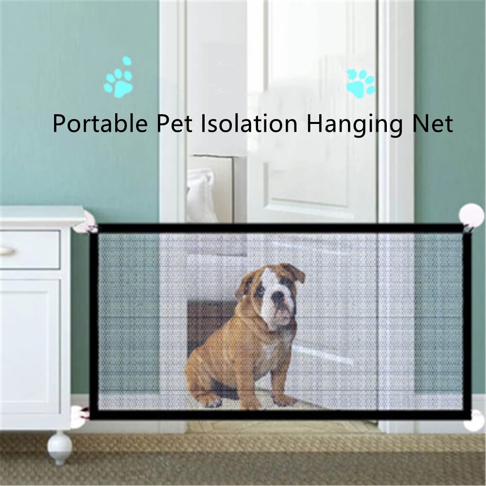 Dog Gate Mesh Dog Fence For Indoor Outdoor Safe Pet Dog Gate Pet Supplies Foldable Pet Barrier Fences for Kitchen Staircase Home