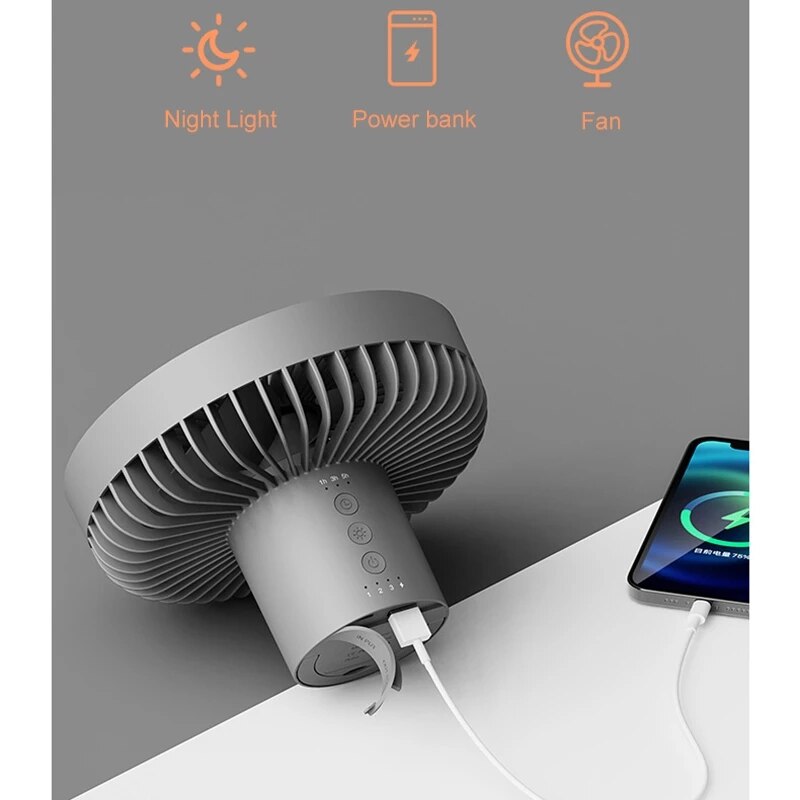 Xiaomi – ventilateur de plafond Portable multifonctionnel, Rechargeable par USB, avec lumière Led, contrôle, pour Camping en plein air, 10000mAh