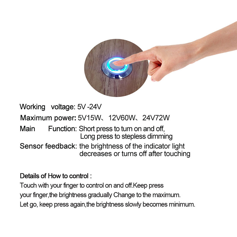 2 stks Led Dimmer 12 v Touch Schakelaars Voor LED Strip Licht Traploos Dimbare Helderheid Controller DC 5 V-24 V Licht Dimmer Controle
