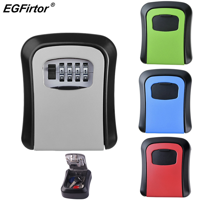 EGFirtor Smart Code Password Key Lock Box Storage Key Wall Mounted Key Safe Box Waterproof Outdoor Keybox 4 Digits Passwords