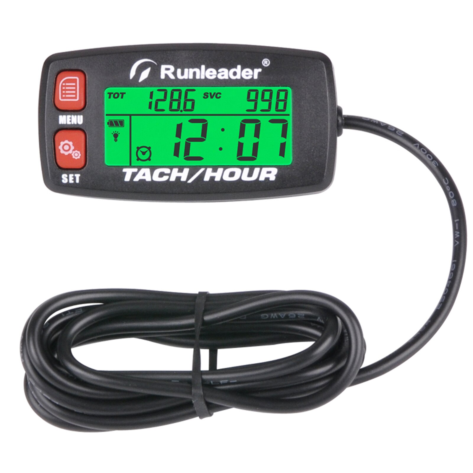 Inductive Tachometer Gauge Alert RPM Engine Hour Meter Backlit Resettable Tacho Hour Meters for Motorcycle ATV Lawn Mower: Red