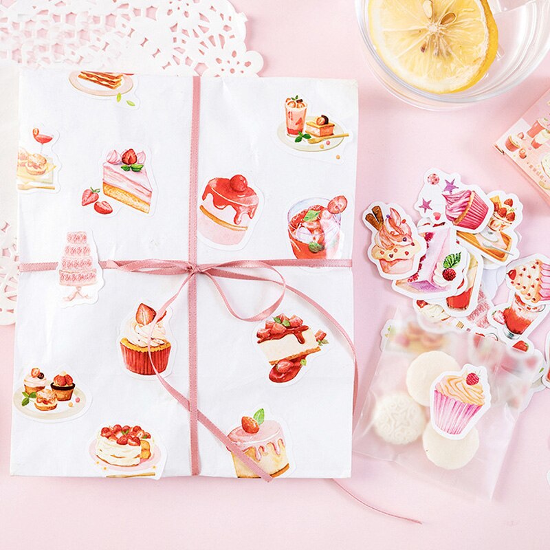 46 Sheets Cute Sweet Cake Sticker For Kids Decorative Diary Scrapbooking Journal Planner Stickers Aesthetic Kawaii Stationery