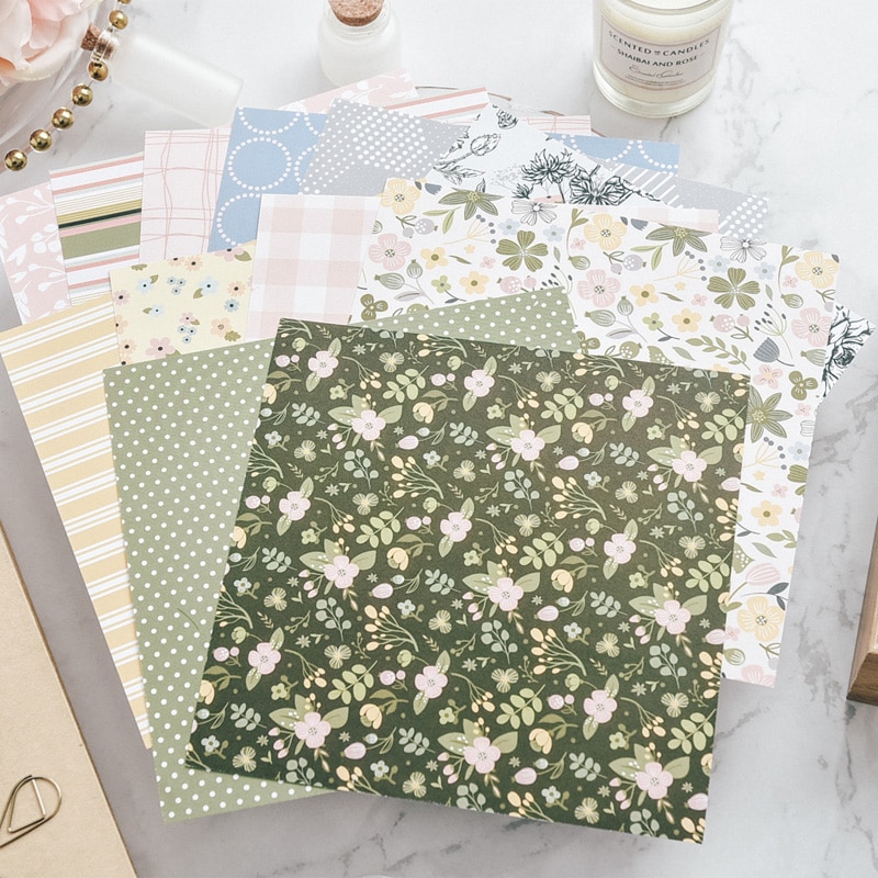 Kscraft 12 ark små färska scrapbooking-block papper origami konst bakgrundspapper kort göra diy scrapbook pappershantverk