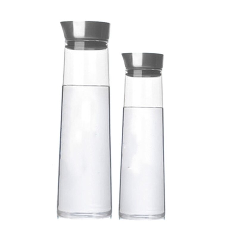 2- stykke sæt rustfrit stål låg glas juice kande koldt vandflaske borosilikat varmebestandig koldt vandflaske
