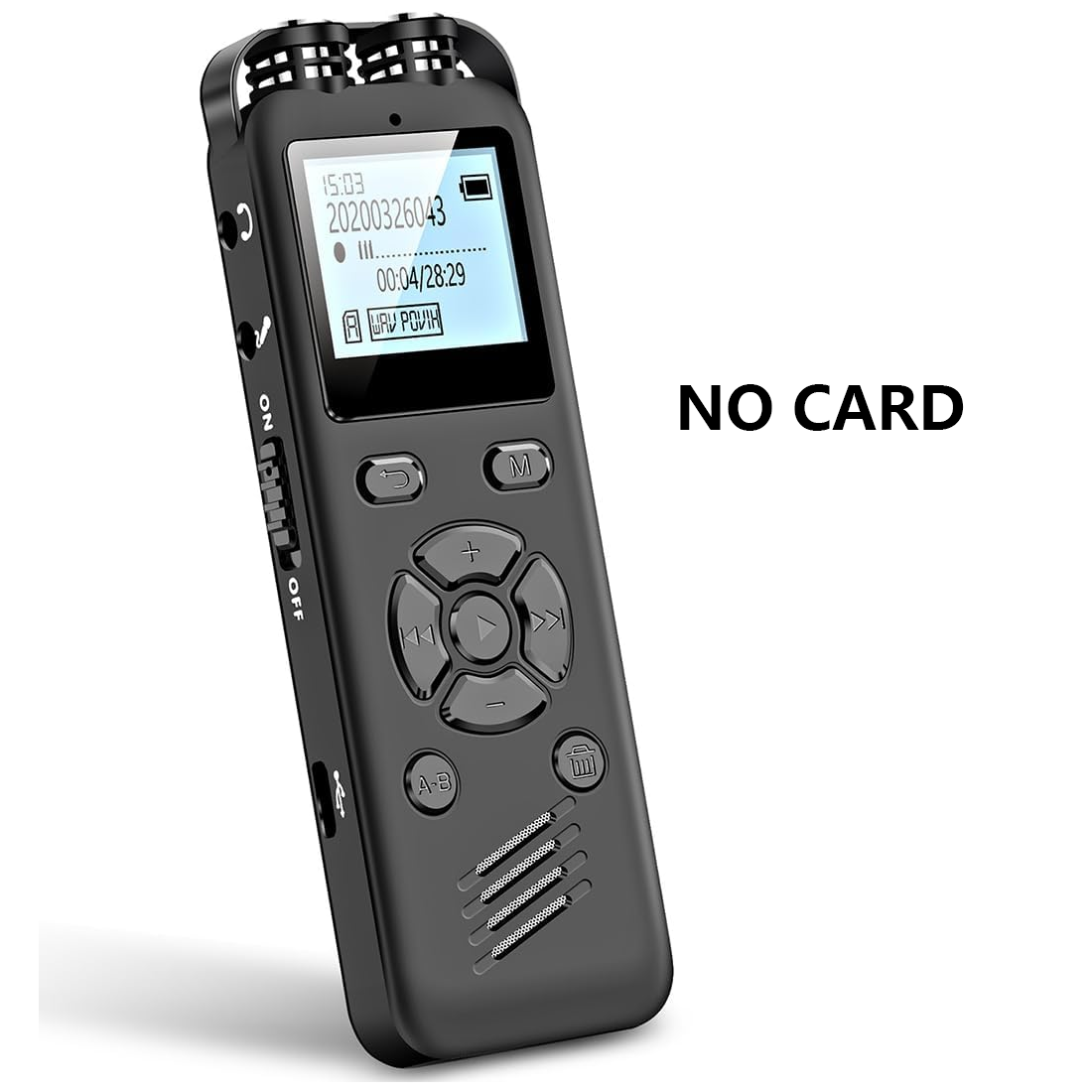 Digitaler Diktiergerät, 64 GB, Diktiergerät mit Wiedergabe und sprachaktivierten Rekordern, Diktiergerät, Audio-: schwarz