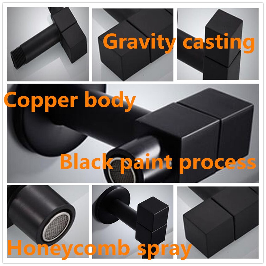 Black Single Handle Brass Washing Machine Faucet /Garden Water Tap / and Mop Pool Faucet / Laundry Sink Cold Water Taps