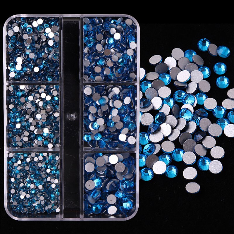 6Grids/box Nail Art Rhinestones 1426pcs AB Mixed Size Crystal Gem Diamonds 3D Nail Rhineston Nail Art Decoration DIY Face Makeup