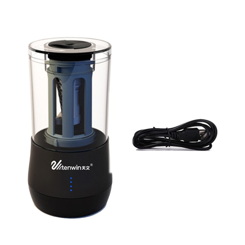 Tenwin elektrisk automatisk blyantspidser batteridrevet/stikbar/usb multifunktionel blyantspidser til skitseblyanter 8009: Sort-tråd