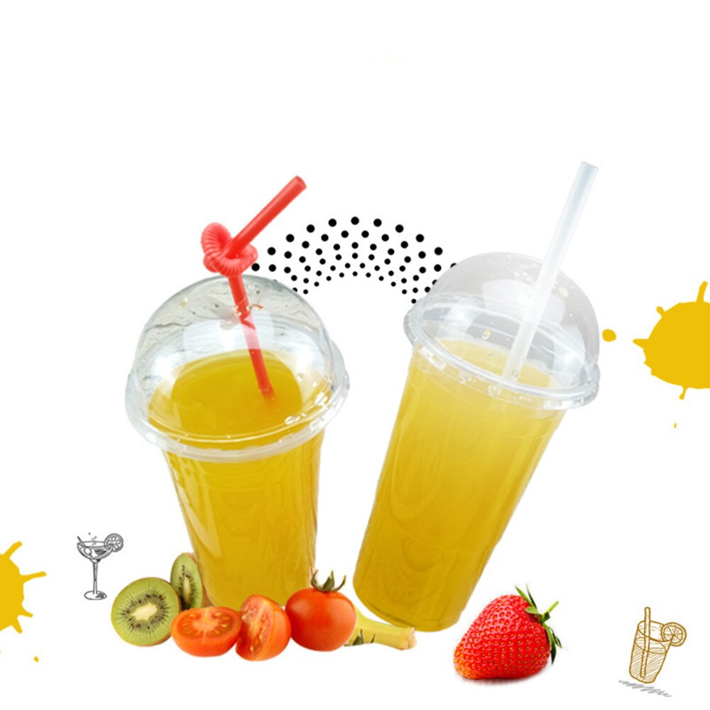 50pcs Disposable Transparent Cup Cups Cold Drinks Takeaway Packaging (with Dome Lid): Picture 1