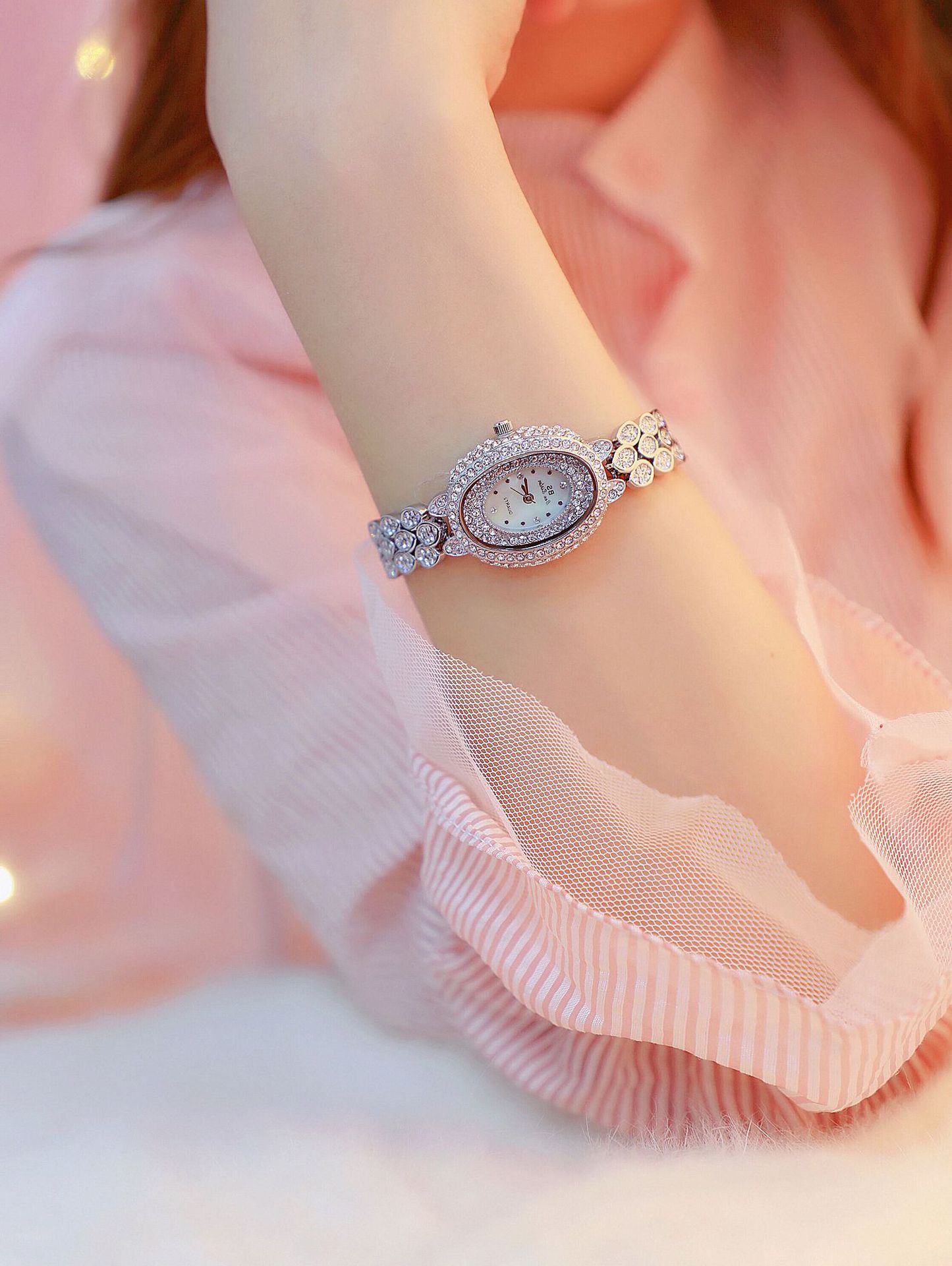 Gouden waterdichte dameshorloge met volledige diamanten dameshorloge armband uniek polshorloge merk luxe