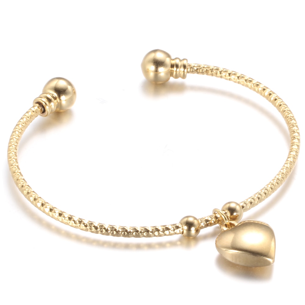 gold Color Stainless Steel heart Bracelet Bangle Initial Charms Bracelets For Women