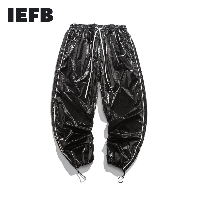Iefb/Herenkleding Losse Pu Lederen Broek Voor Mannelijke Herfst Effen Kleur High Street Trekkoord Breed been Hip Hop Broek Y3064