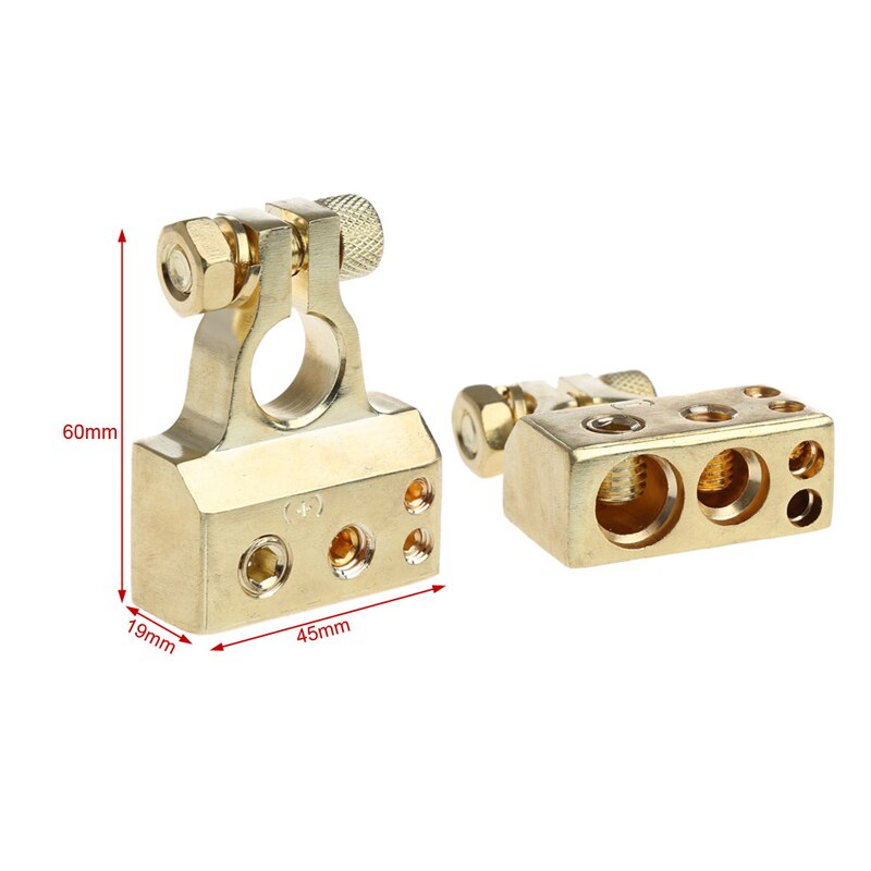 2 Pcs Gold Plated Car Battery Terminal Positive Nagative F 0/1 2 4 8 AWG Tool for car accessories