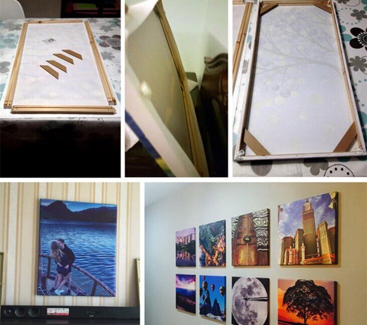 Diy træ fotoramme lærred maleri plakat billedramme bolig dekoration ramme til galleri kunst