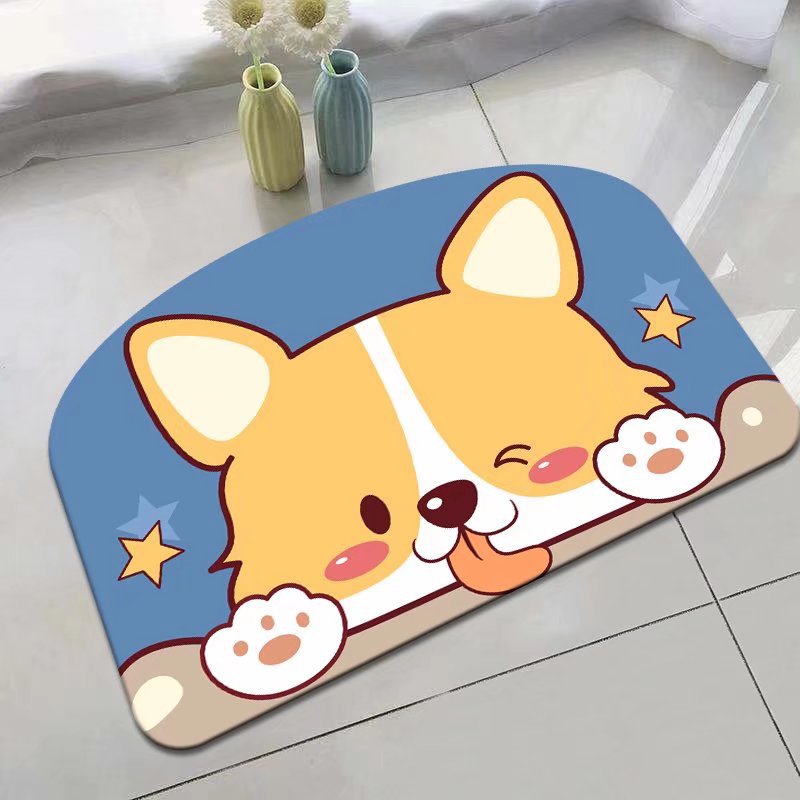 Panda Cartoon Hond Patroon Zachte Kussen Badmat Quick Dry Super Absorberende Non-Slip Badkamer Tapijt Diatomeeën Modder Tapijten waterdicht