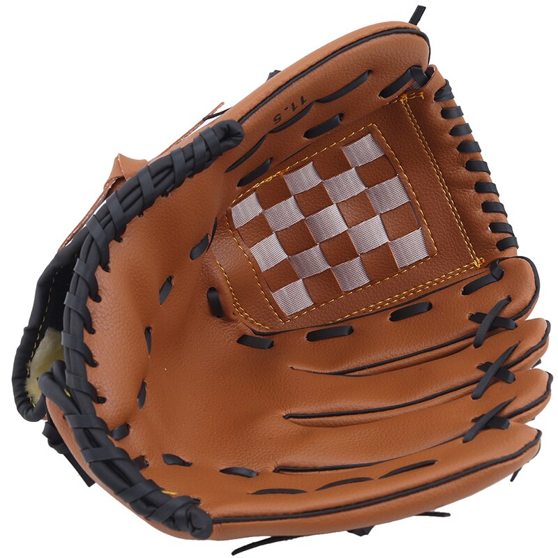 Luva de beisebol em duas cores, equipamento para prática de esportes ao ar livre, tamanho 9.5/10.5/11.5/12.5, para mão esquerda, para adultos e mulheres: brown / 9.5