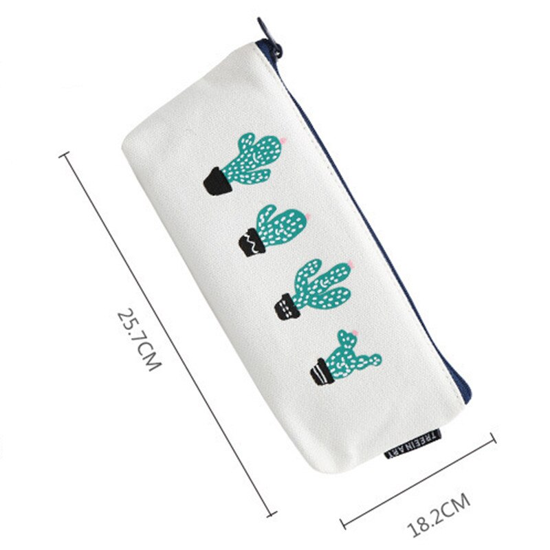 Fabric Canvas Cactus Pencil Case Cute School Pen Case Novelty Stationery Office Crayon Pencil Box Pen Bag Kawaii School Supplies