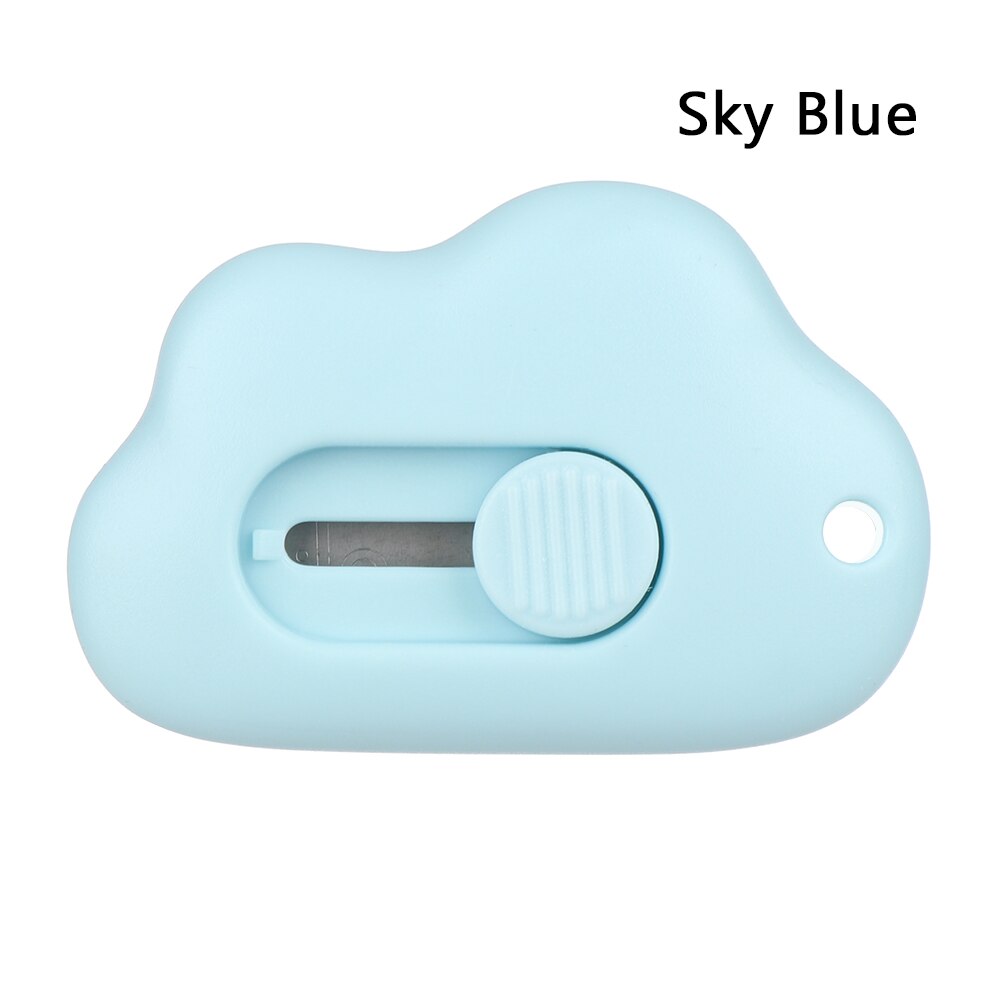 1/2PCS Mini Cloud Utility Knife Cutter Cutting Letter Envelope Opener Mail Knife Retractable Utility Knife School Office Supply: blue(2PCS)