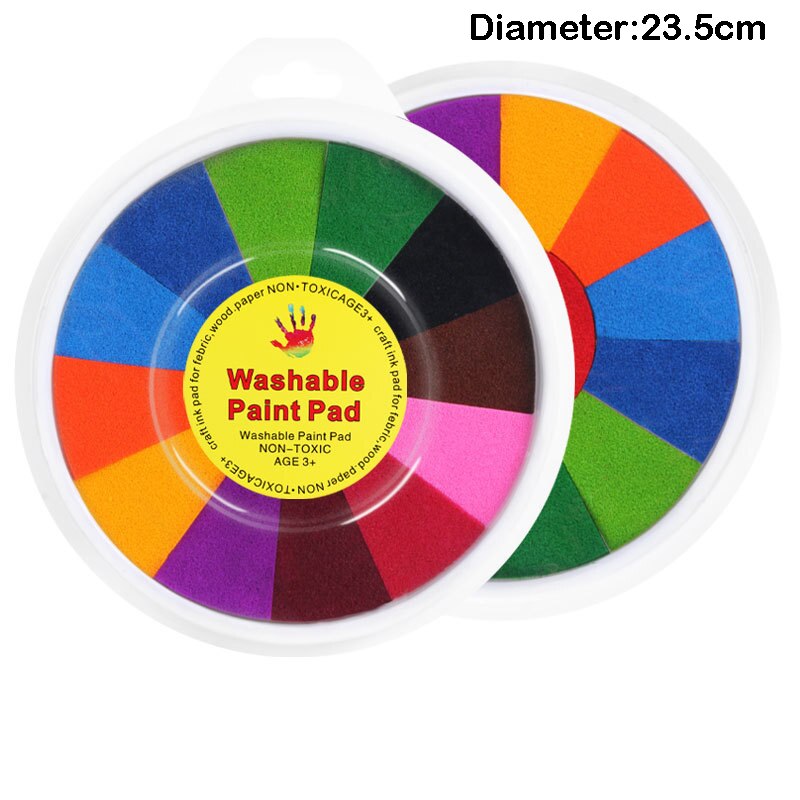 1PC 16-22CM Lots Colors Ink Pad Stamp DIY Finger Painting Craft Art Cardmaking Finger Painting Ink Pad Round Stamp Finger Print: C