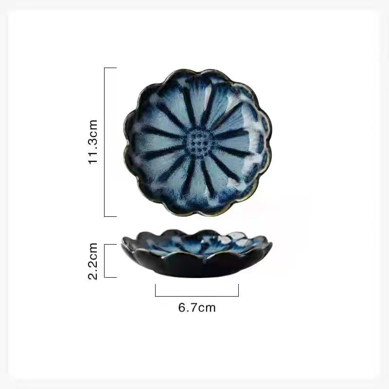 Keramisk tallrik retro ugnsglasyr japansk sås multifunktionell förvaringsbricka mini dippning sashimi sushi sojarätter hem snackstallrik: Brun