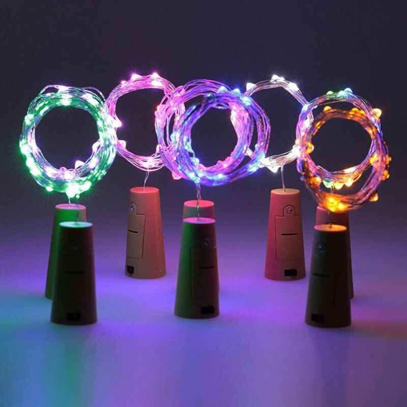 Zilveren koperdraad fleskurk stop led-lichtsnoer huisdecoratie 75cm lengtes gloeiend feest bruiloft verjaardag