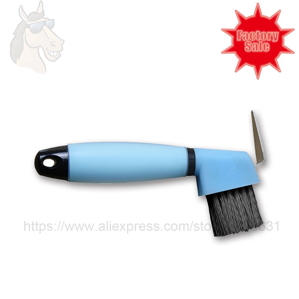 68 1027 Deluxe gel grip hoof pick with brush 16.5*3cm transparent silicon grip horse hoof pick brush factory direct