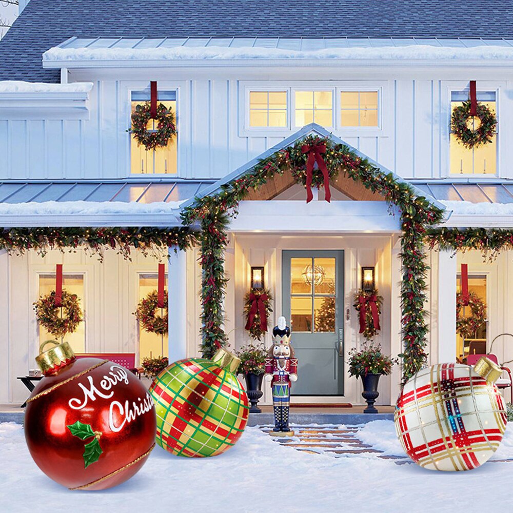 Grootste Verkoop 16 Stijl 60Cm Giant Kerst Pvc Opblaasbare Versierd Bal Gemaakt Pvc Kerstboom Outdoor Decoratie Speelgoed Bal