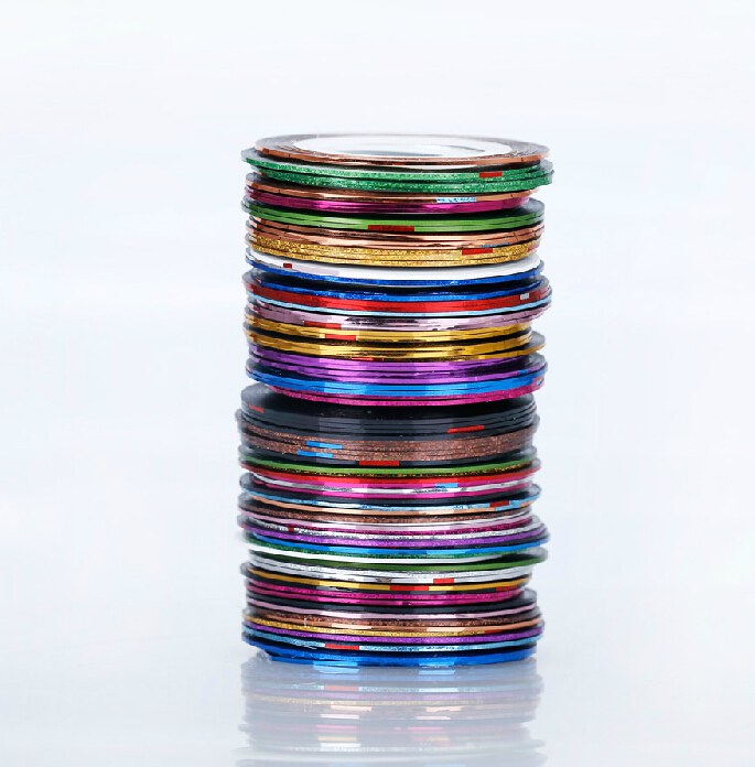 30Pcs Nail Art Kit - Striping Tape,-Nail Striping Tape 30 Pack Mutl-colors-MKL014747