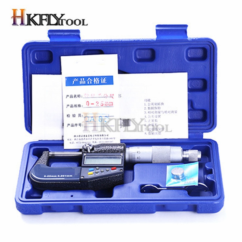0.001mm Electronic Outside Micrometer 0-25mm Digital Micrometer Caliper Gauge Meter Micrometer Carbide Tip Measure Tools