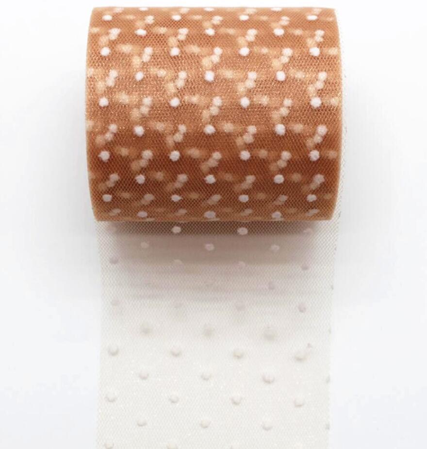 20 yards / volumen 3 '' 7.5 cm hvide prikker håndlavet materiale hovedbeklædning dekoration tutu nederdel tyl rulle 75mm bånd: 14
