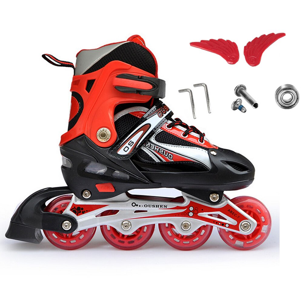 Einstellbare Inline Geschwindigkeit Rolle Rollschuhe Schuhe skaten Schuhe Turnschuhe Für draussen drinnen Sport Professionelle freundlicher Pu 4 Räder: rot / s