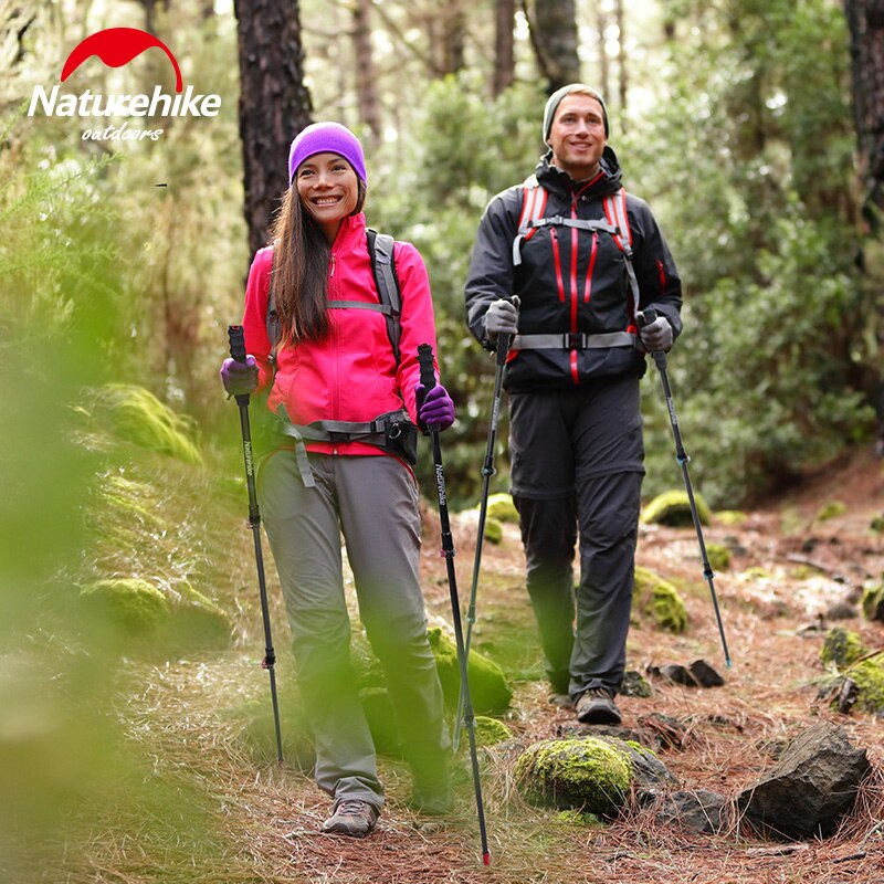 Bastón de Trekking ultraligero de fibra de carbono Naturehike de acero de tungsteno, 3 secciones, bastón para caminar, senderismo, alpinista S135g