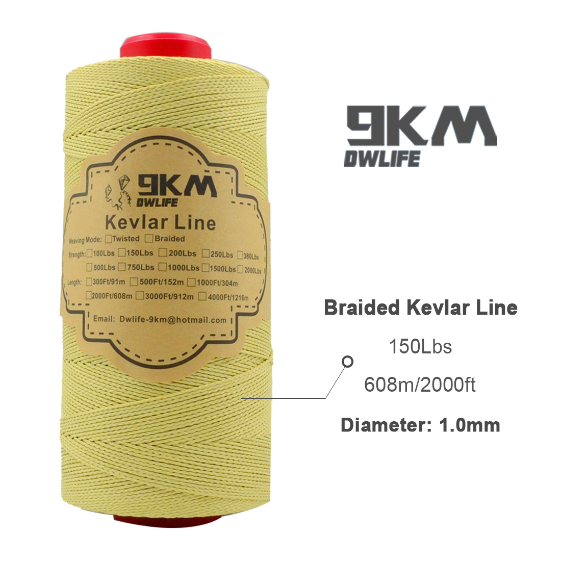 40lb-5000lb Kevlar Kite Line String for Fishing Assist Cord Kite Flying Outdoor Camping Tent Cord Low-stretch Cut-resistance: 150lb 2000ft Braid