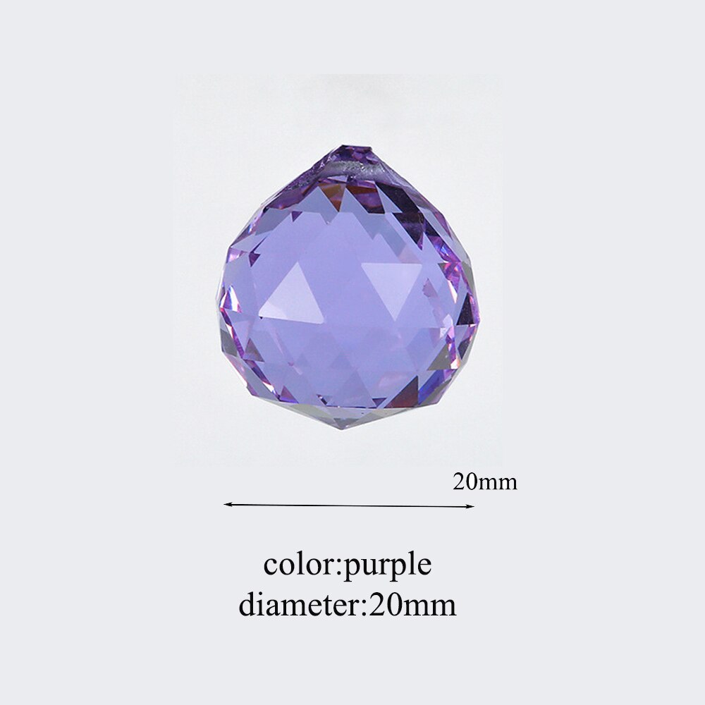 20/30/40mm cor múltipla bola de iluminação cristal feng shui lâmpada prisma bola arco-íris sun catcher casa decoração festa casamento ornamento: 20MM purple