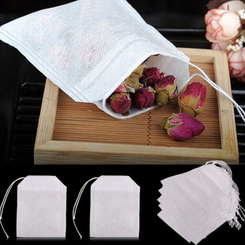 100 Pcs/Set Empty Tea Bags Thread Disposable Non-Woven Tea Bag Soup Bag Spice Bag Kitchen Cooking Accessories