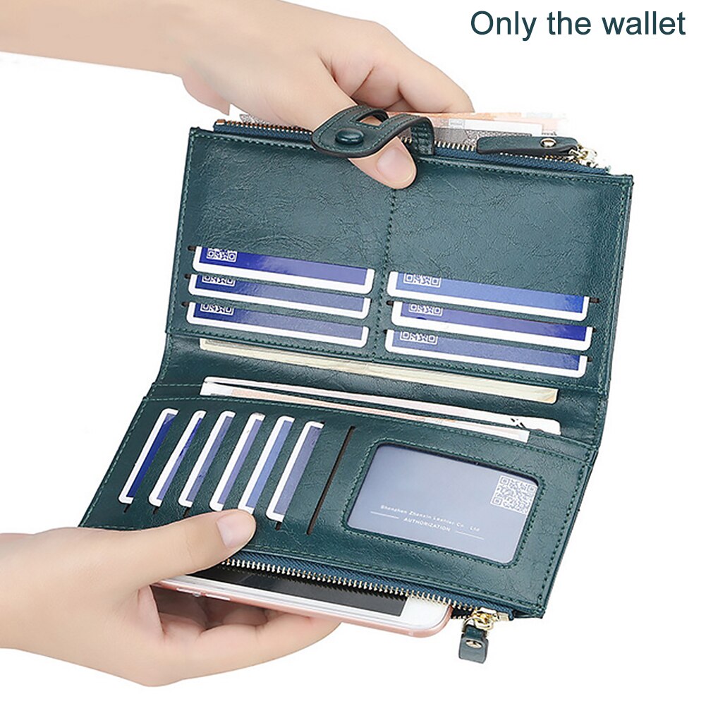 Wallet Women PU Leather Female Bag RFID Double Zipper Ladies Long Clutch Purse Credit Card Holder Phone Pocket