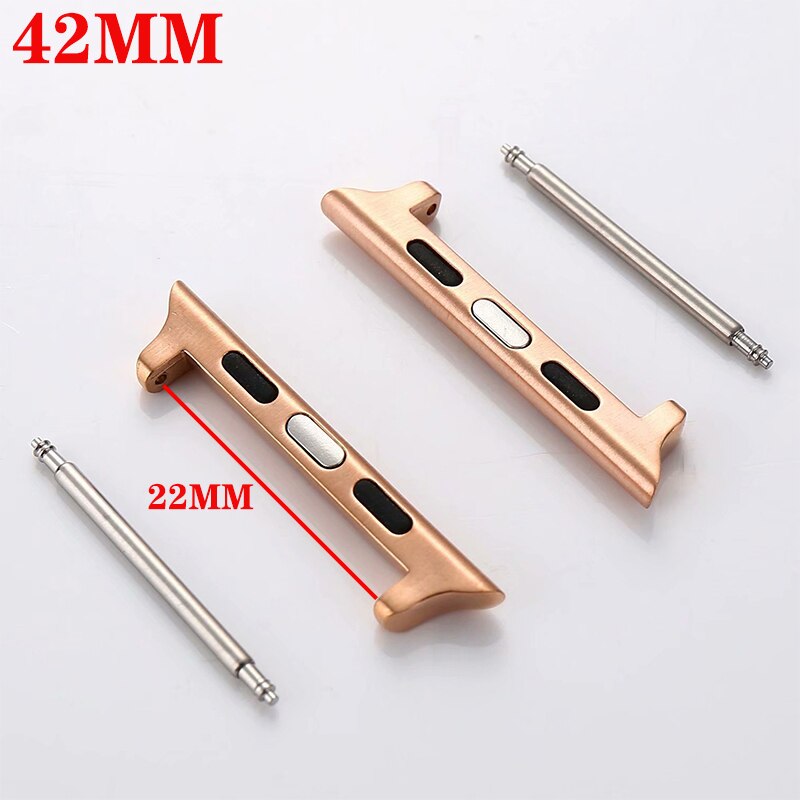 Connector Adapter Voor Apple Watch Band Apple Watch 4 3 5 Iwatch Armband 42Mm/38Mm 44Mm/40mm Naadloze Aluminium Linker 4/3/2: Rose gold-42MM