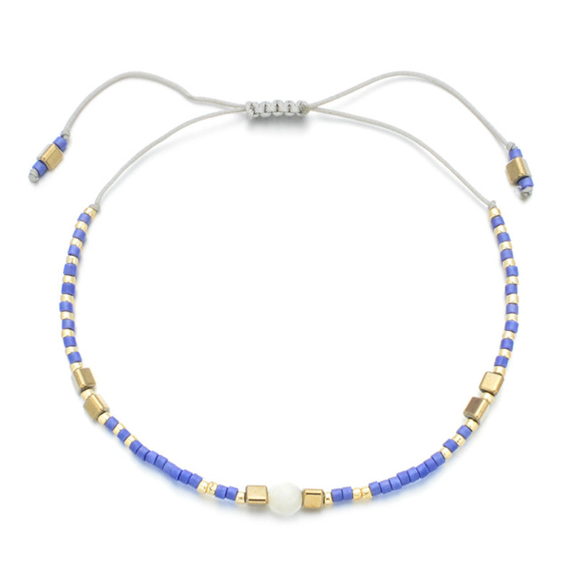 Boheme tynde miyuki beaded sten krystal armbånd & amp; armbånd til kvinder håndlavede vintage armbånd med etnisk knude: Rb388-5
