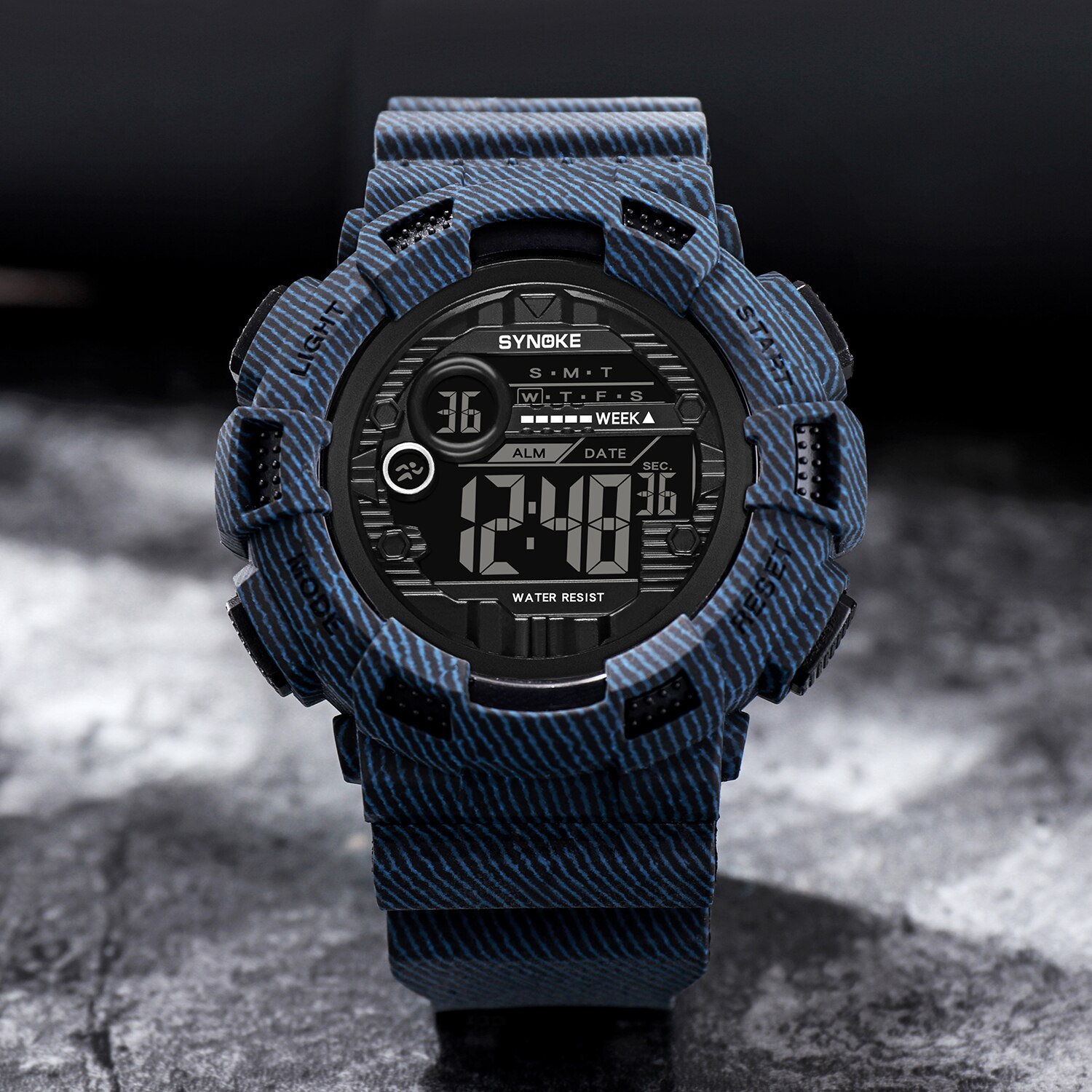 SYNOKE-reloj deportivo para hombre, cronógrafo Digital, resistente al agua, con pantalla Led